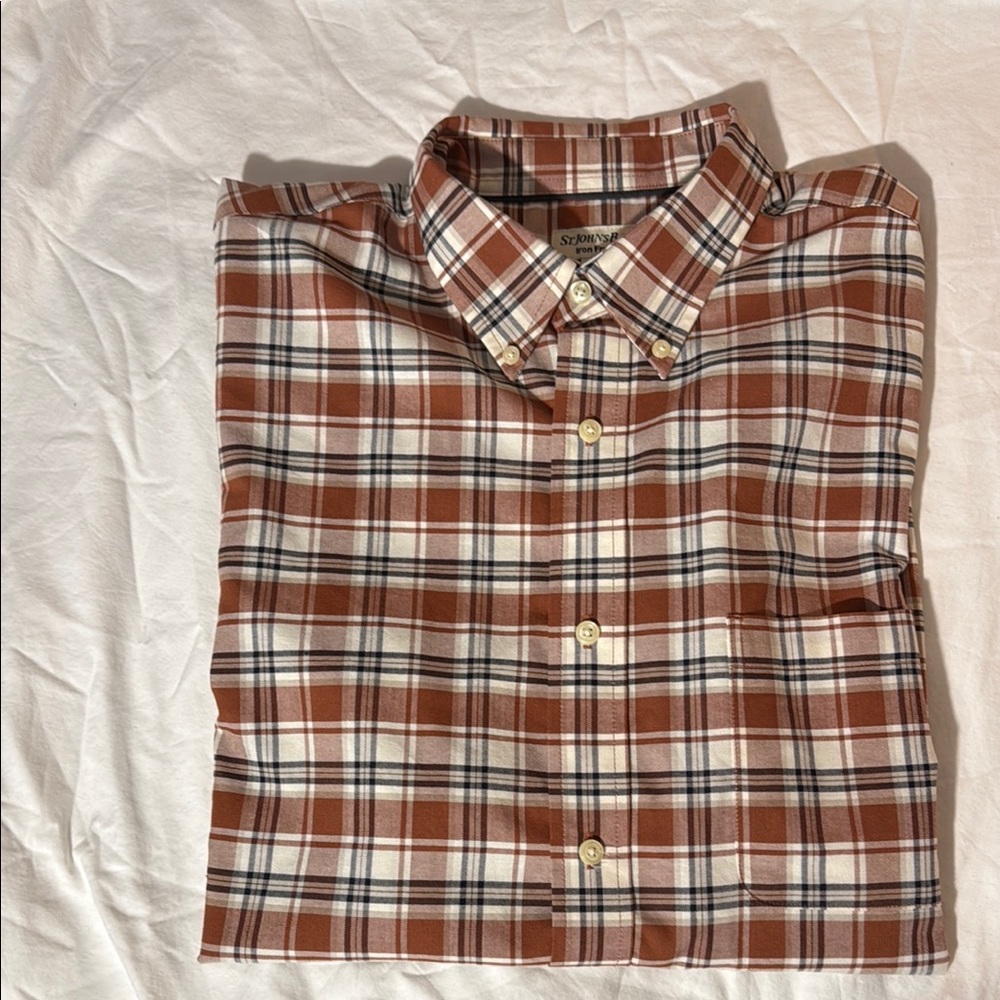 St. John's Bay Brown &White Casual Button Down Shirt - Long Sleeve